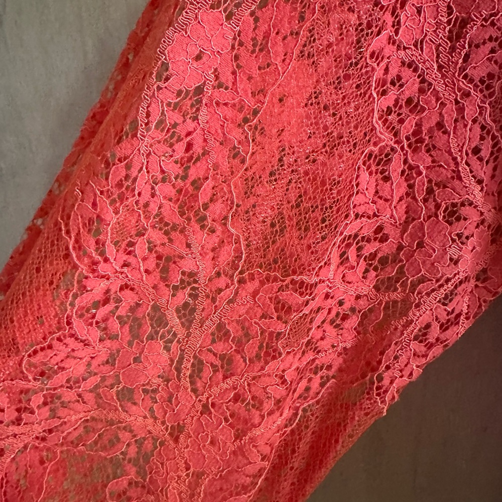 Women's Orange Sweater with Lace Sleeves - Picture 3 of 3